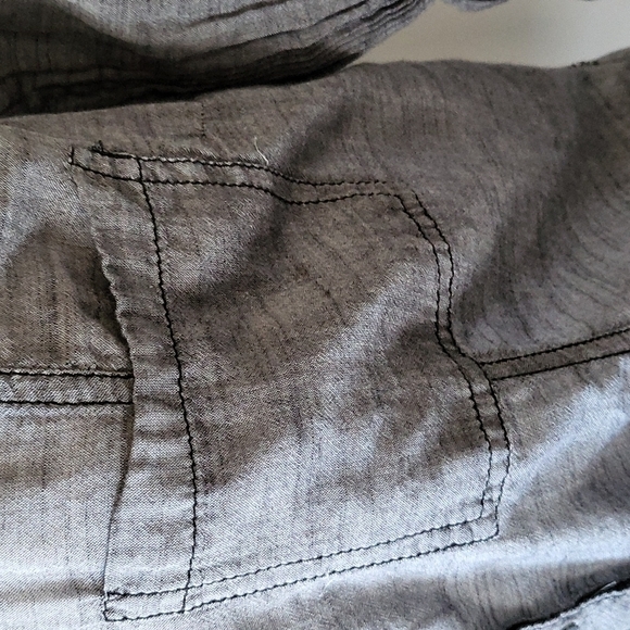 Maurices semi sheer gray button down top with crinkle sleeves - Picture 7 of 12